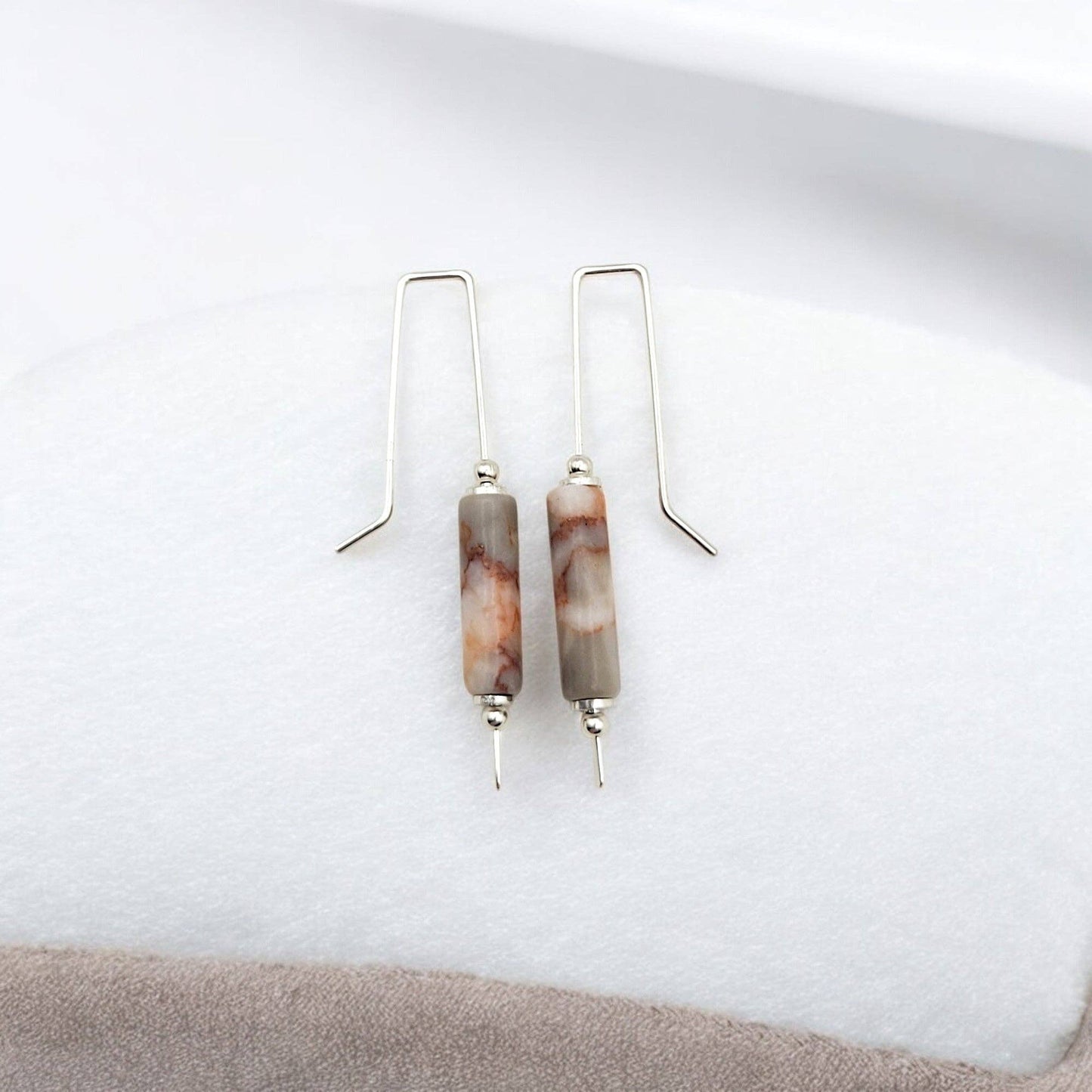 Sterling Silver & Jasper Threader Earrings