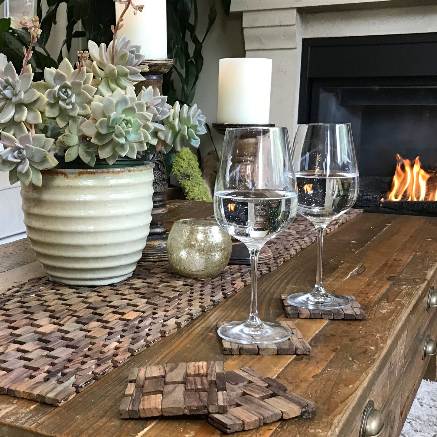 Natural Wood Coasters - Set of Four