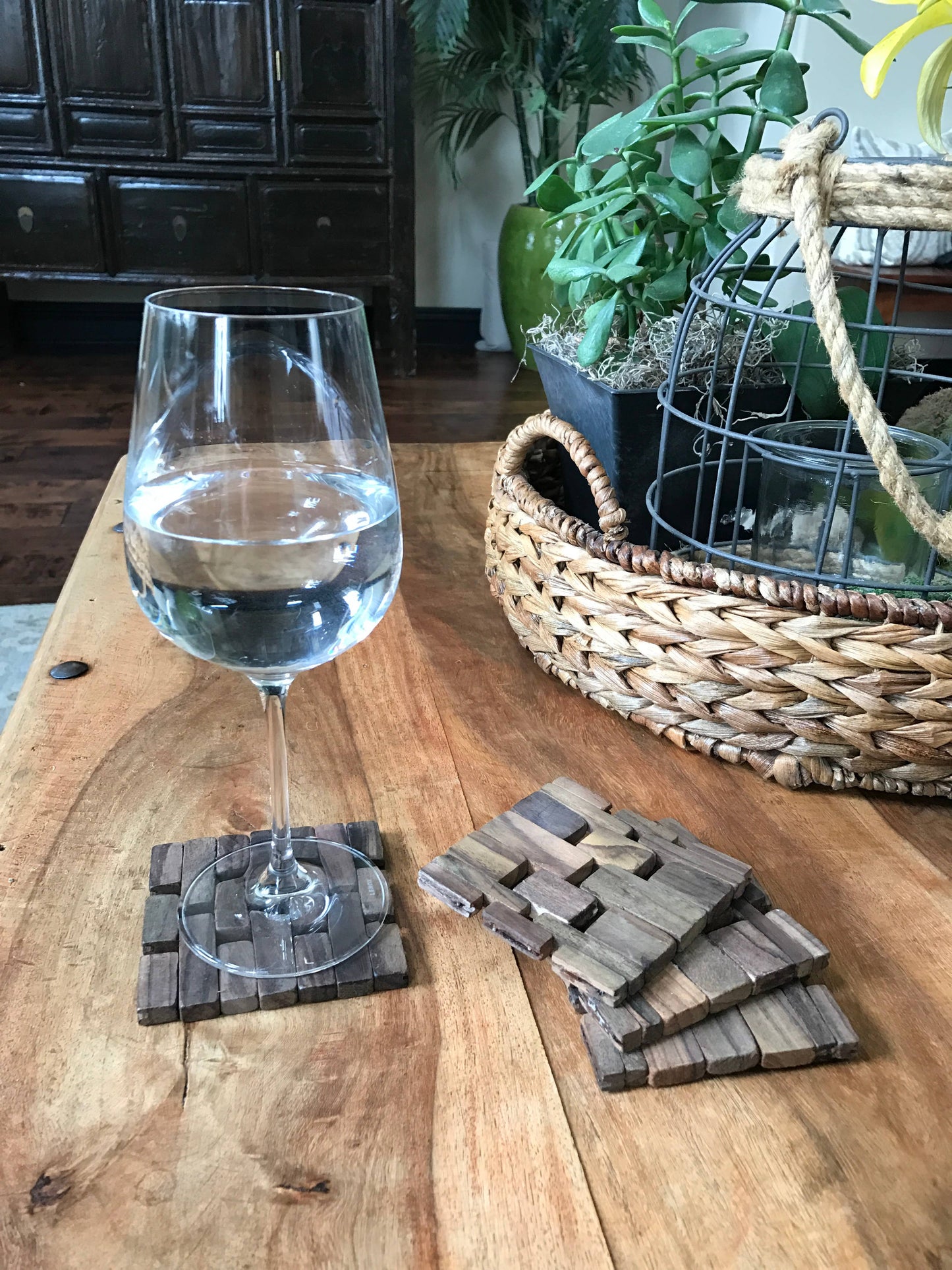 Natural Wood Coasters - Set of Four