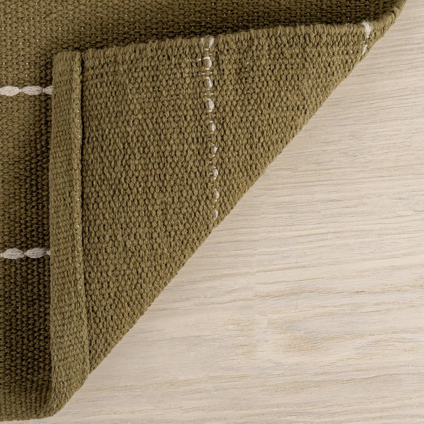 Olive Striped Wool Area Rug 4' x 6'