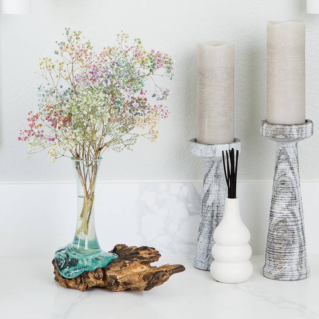 Blown Glass Vase on Chinaberry Wood