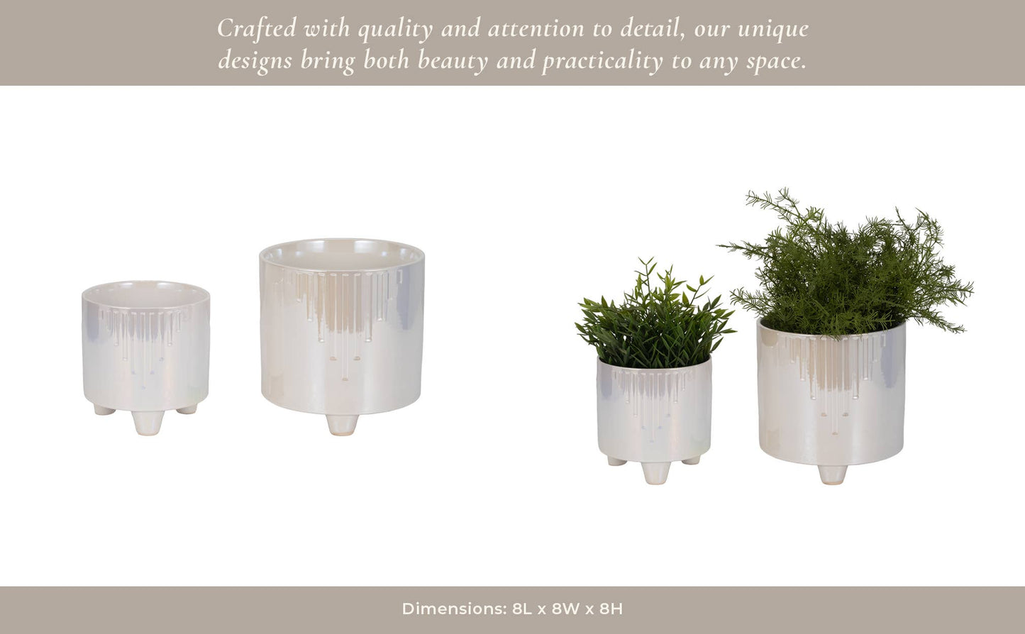 Ivory Ceramic Glossy Footed Pot