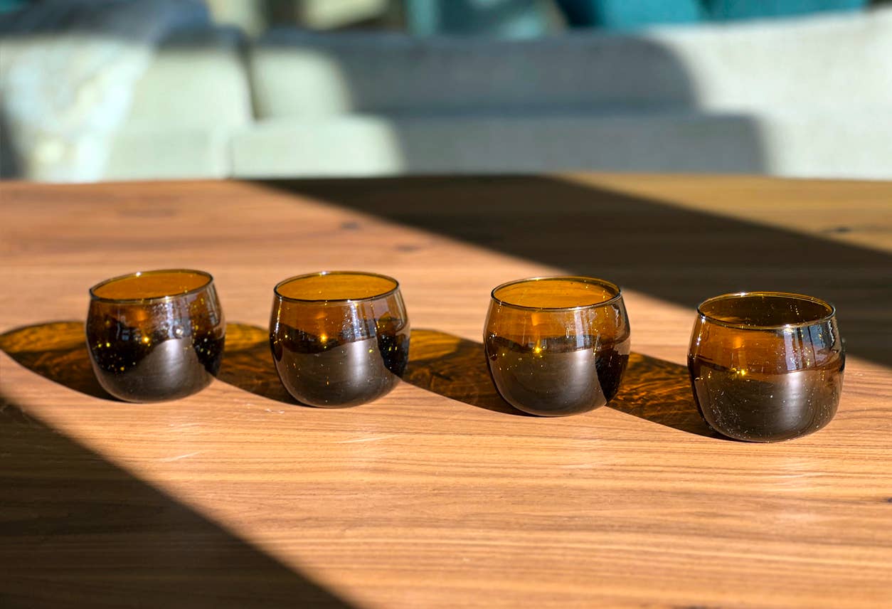 Moroccan Amber Stemless Goblet Set