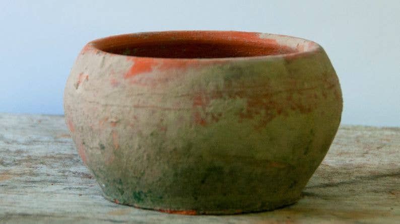 Mossed Red Stone Terra Cotta Pot 5"