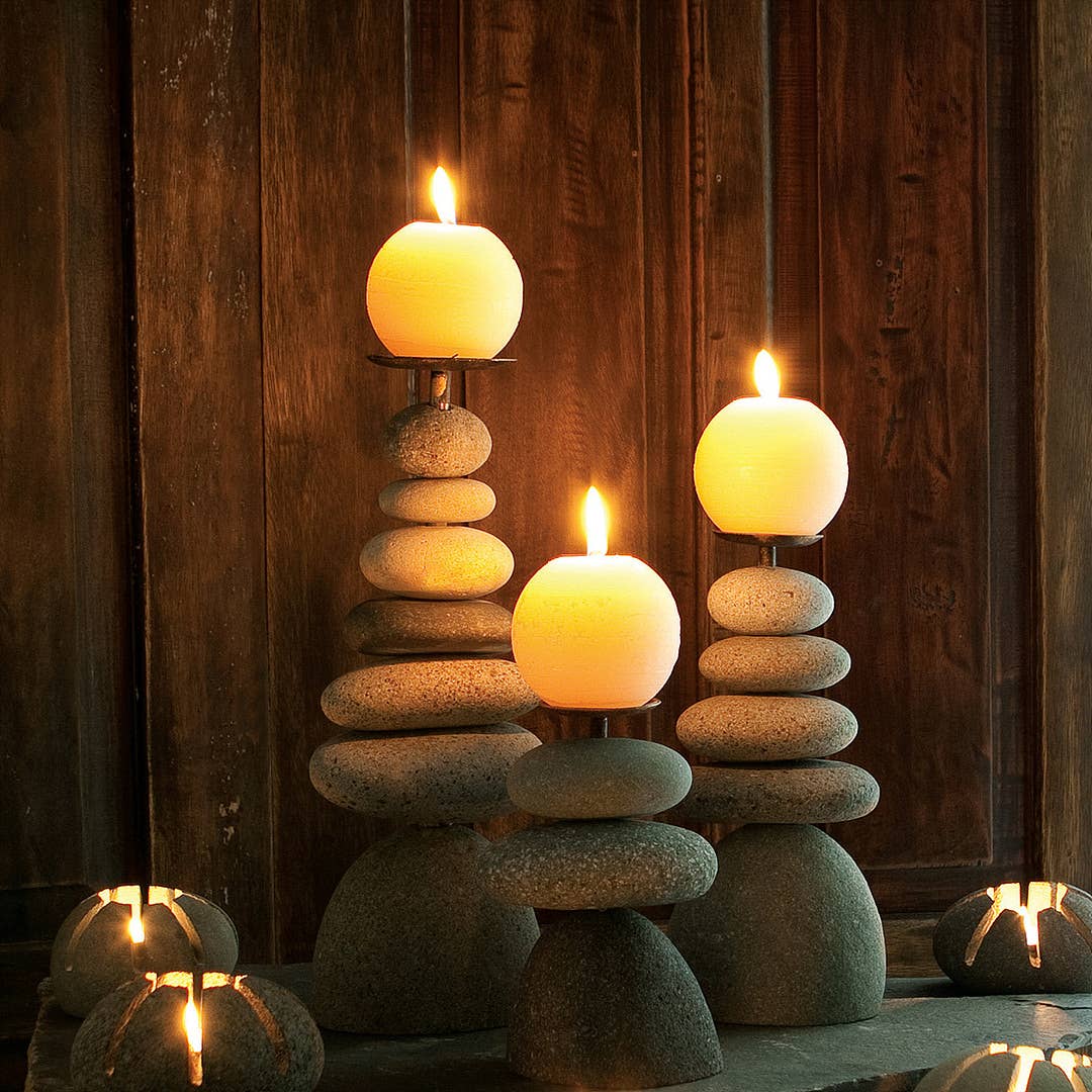 Rock Cairn Candle Holder