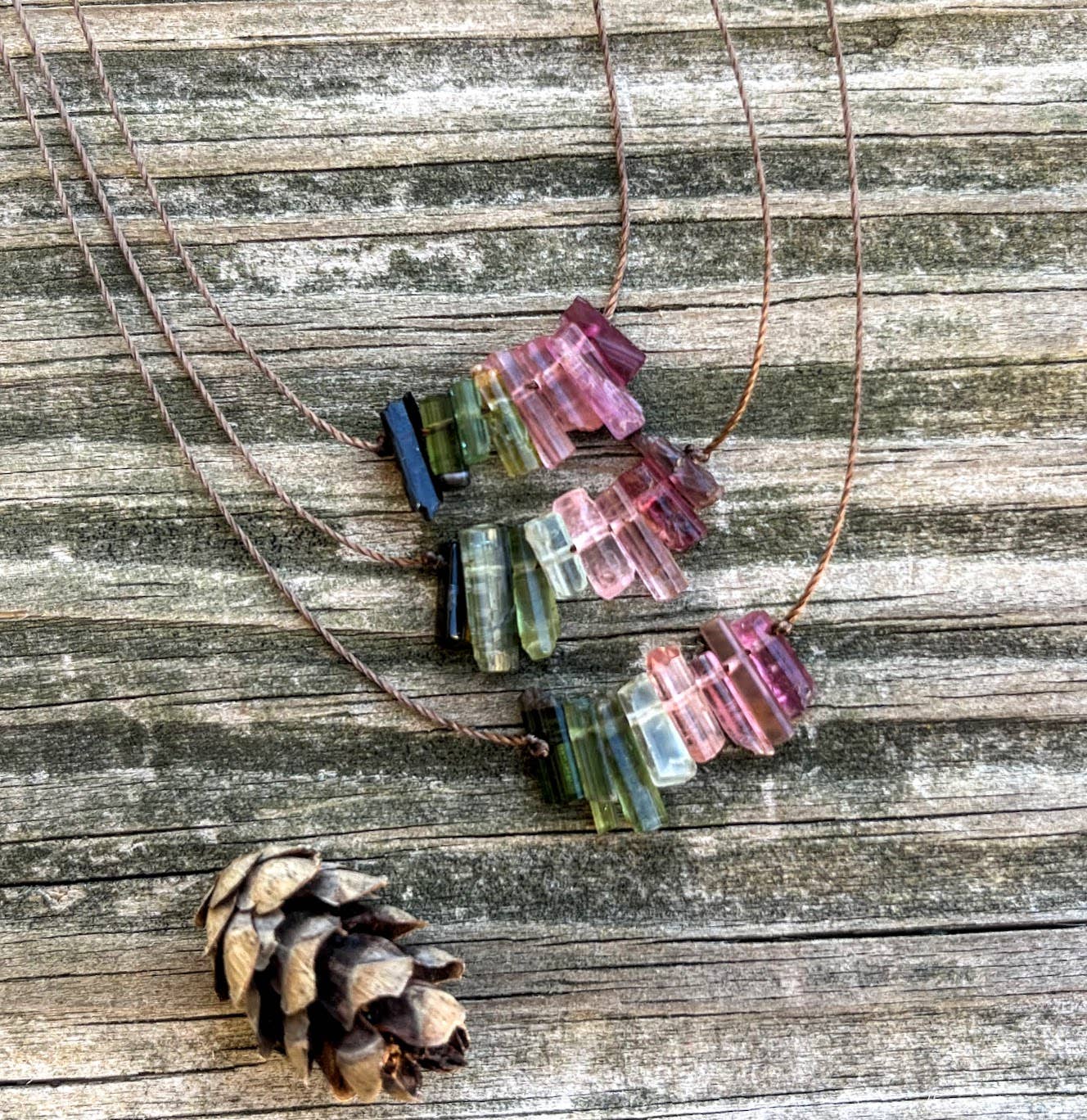 Multi Tourmaline Bar 18" Necklace