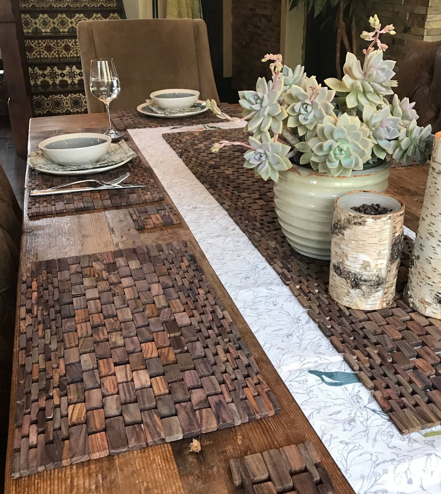 Teak & Rosewood Placemats Set of Two
