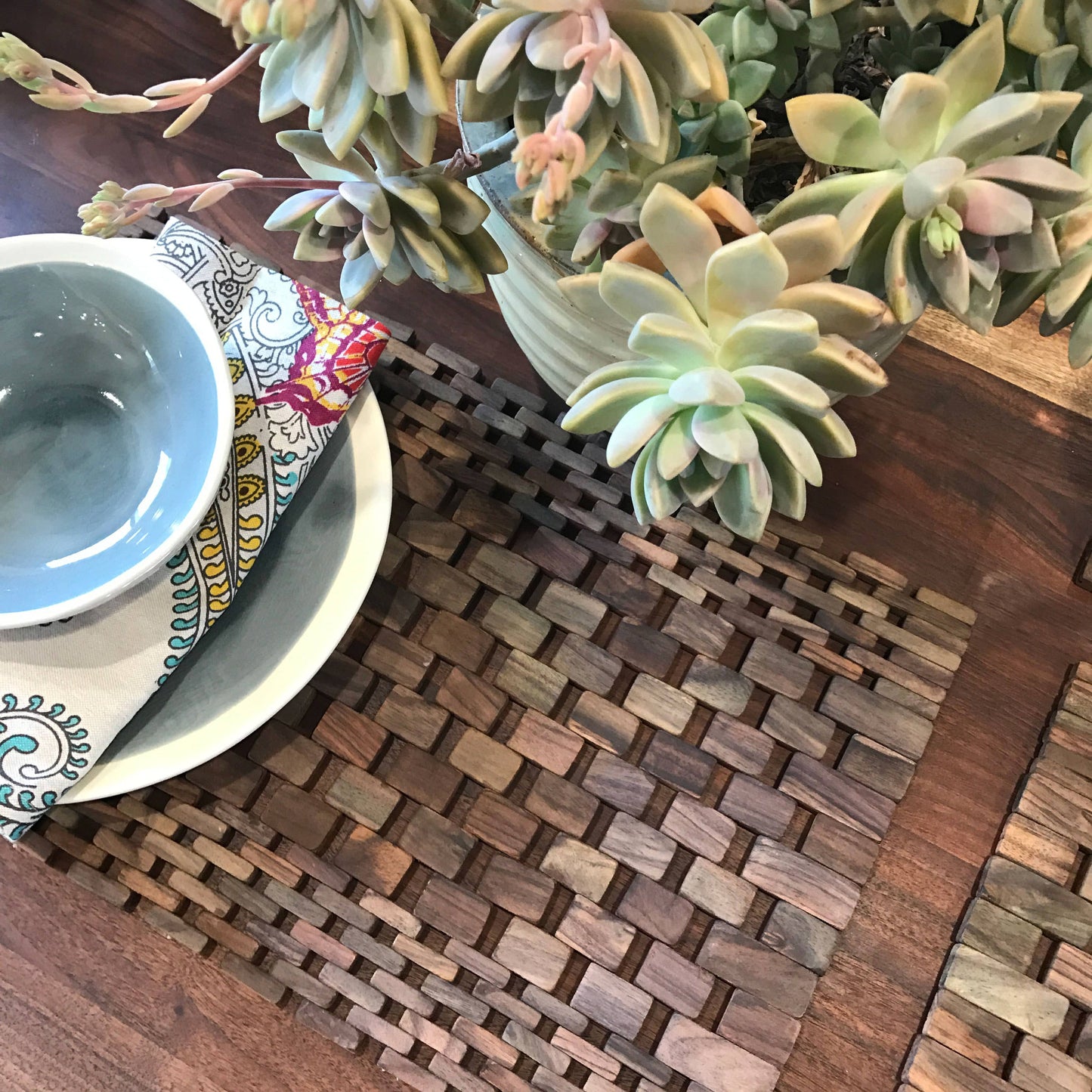 Teak & Rosewood Placemats Set of Two