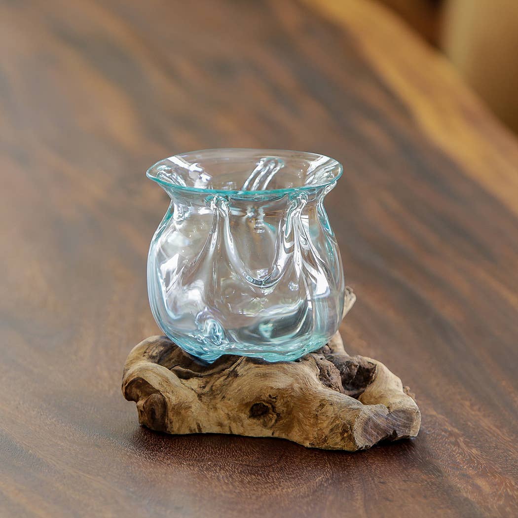 Blown Glass on Chinaberry Wood