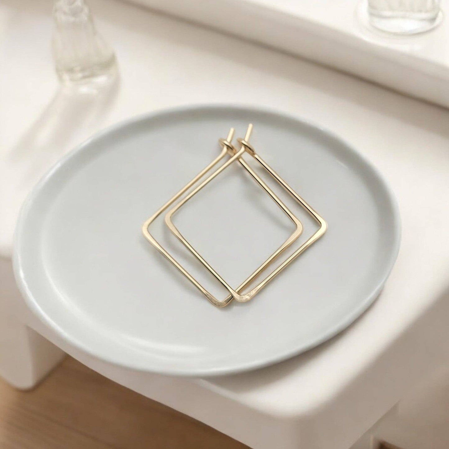 Handmade Square Gold Hoops