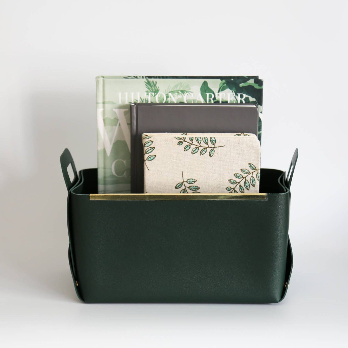 Leather Storage Basket With Metal Edge