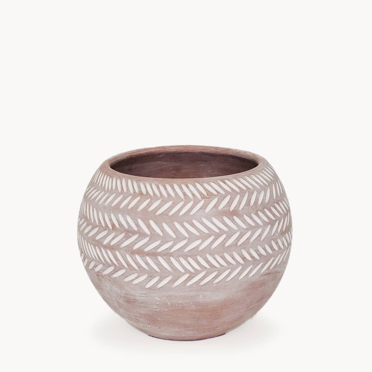 Hand Etched Globe Terracotta Pot