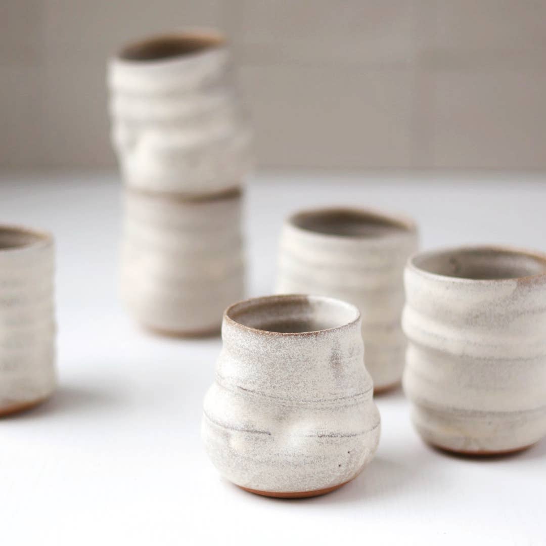 Cream Pottery Shot Cup