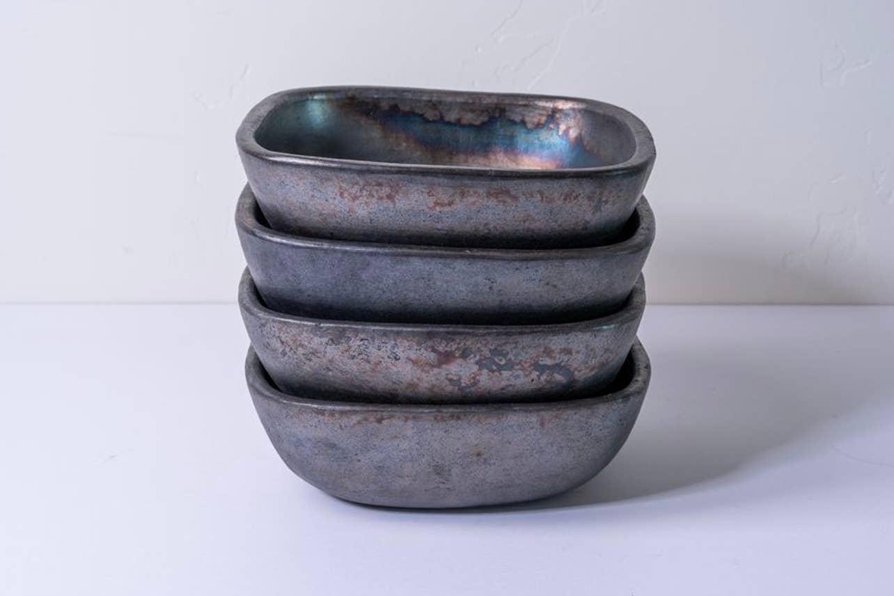 Longpi Pottery Square Bowl