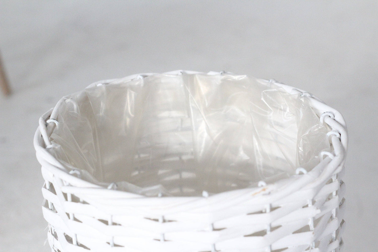 White Boho Woven Plant Stand
