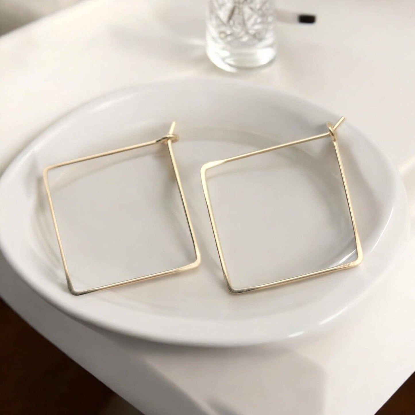 Handmade Square Gold Hoops