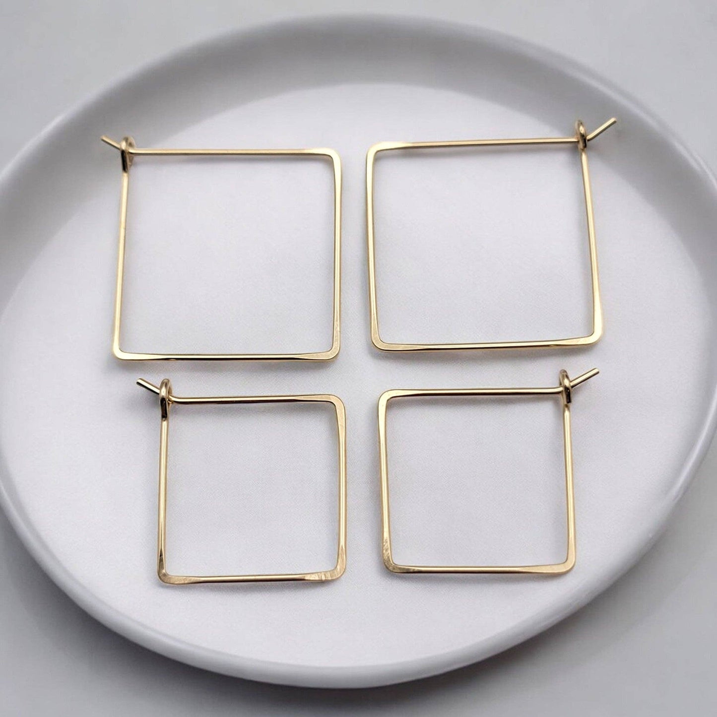 Handmade Square Gold Hoops