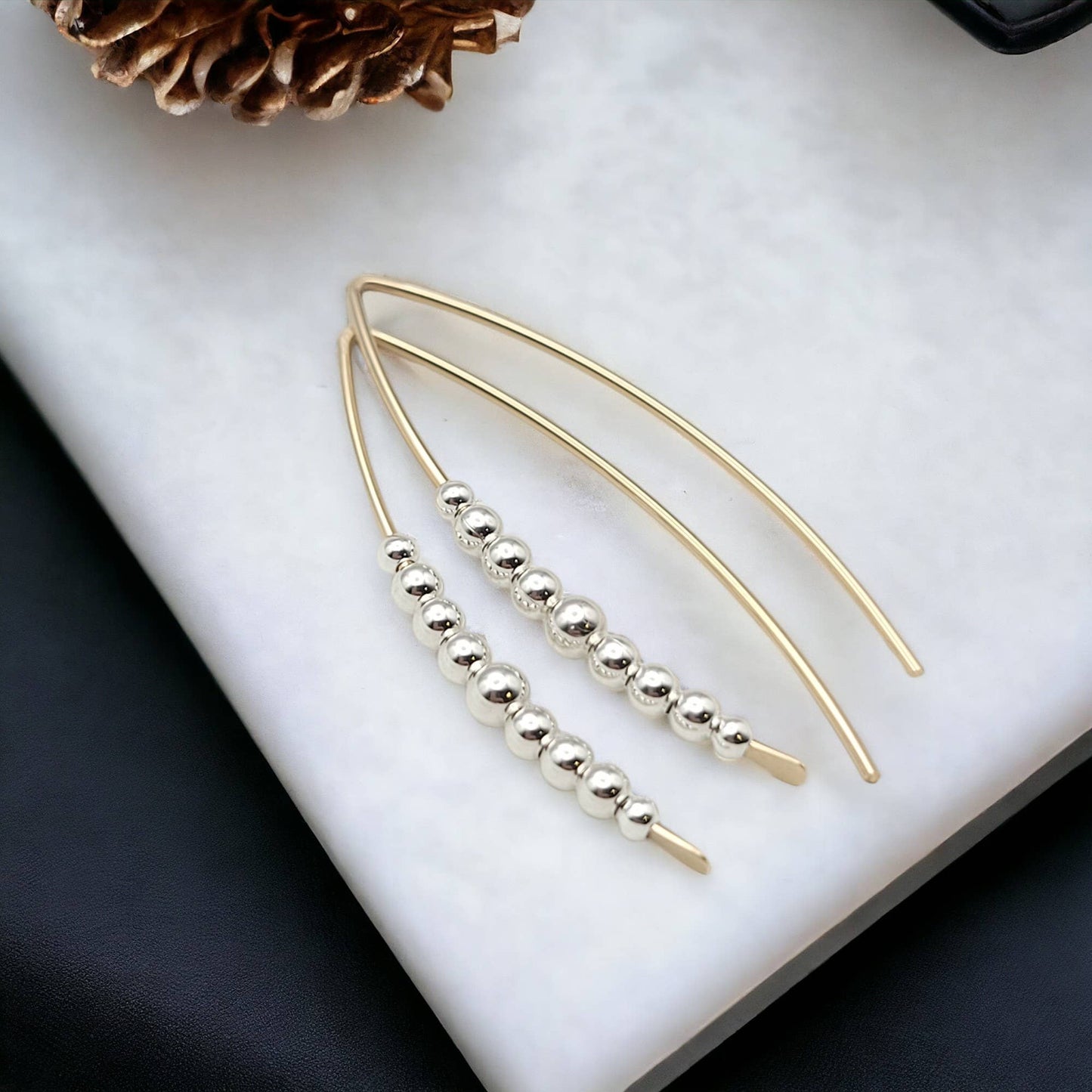 Gold & Silver Beaded Threader Earrings