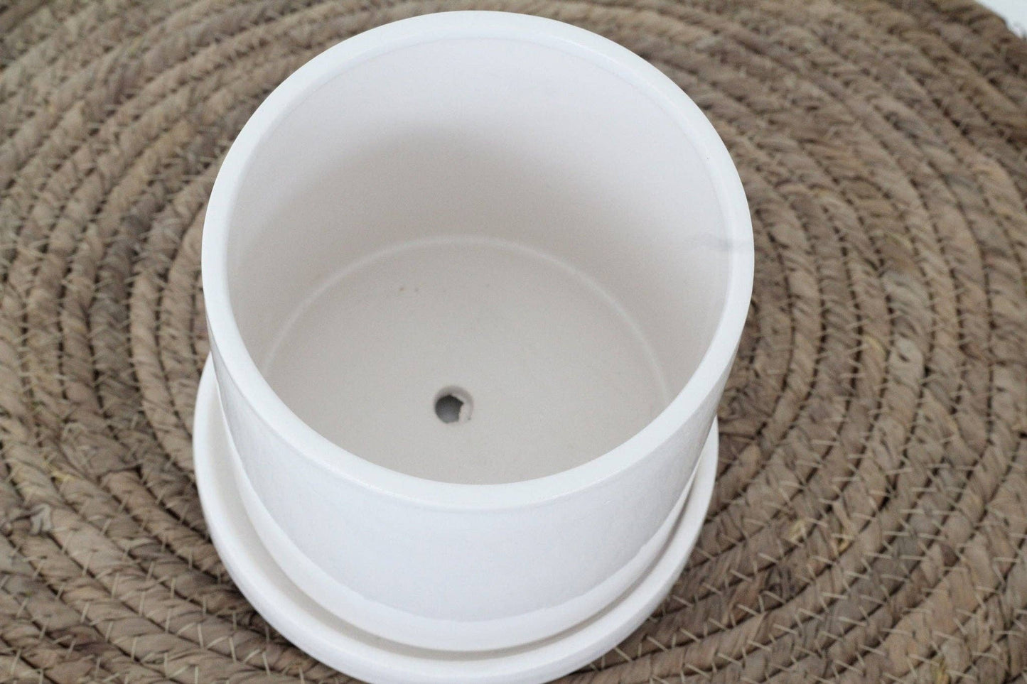 Small Planter & Saucer Glossy White: 4.75"