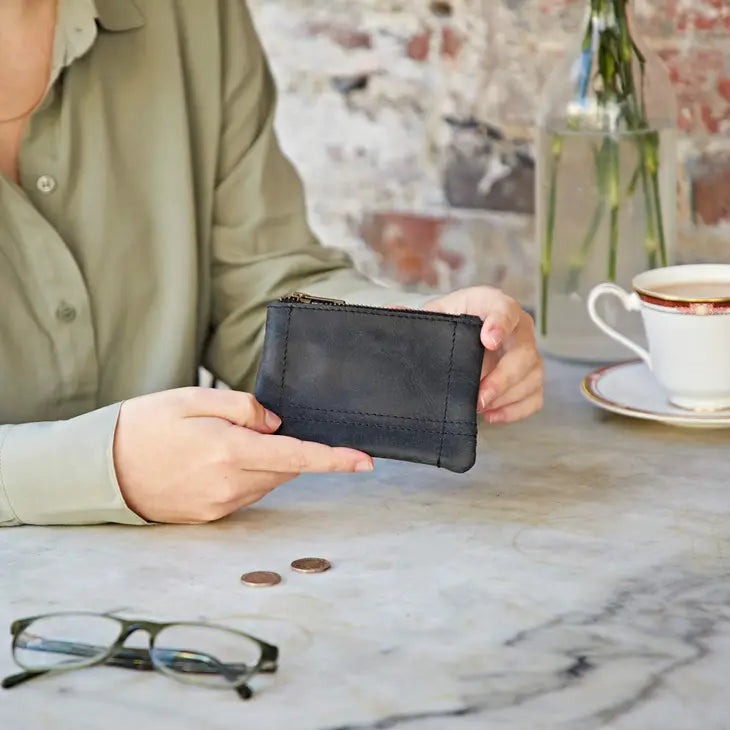 Buffalo Leather Zipper Purse