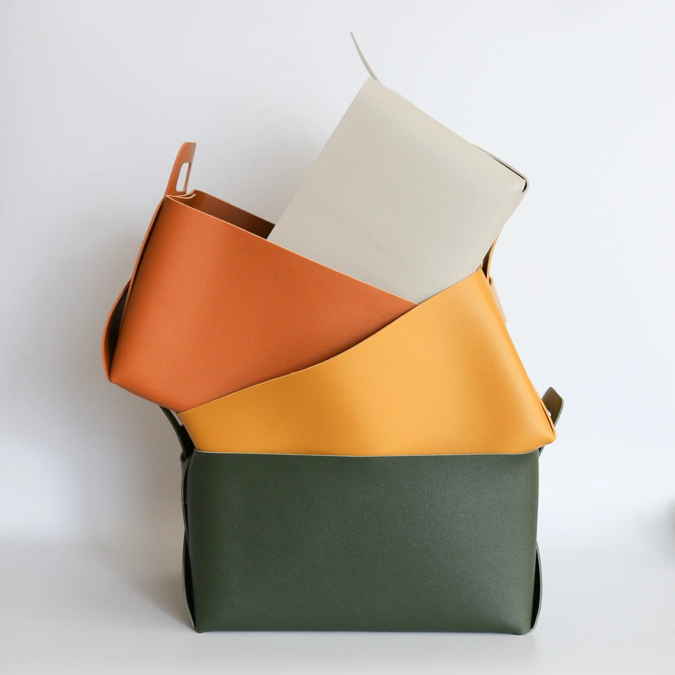 Vegan Leather Storage Tote