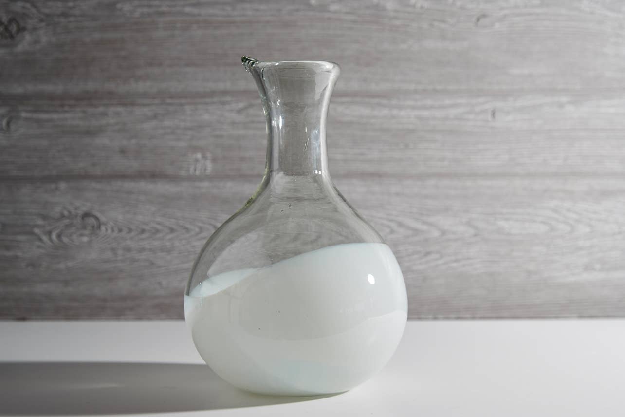 Handblown Glass White Carafe