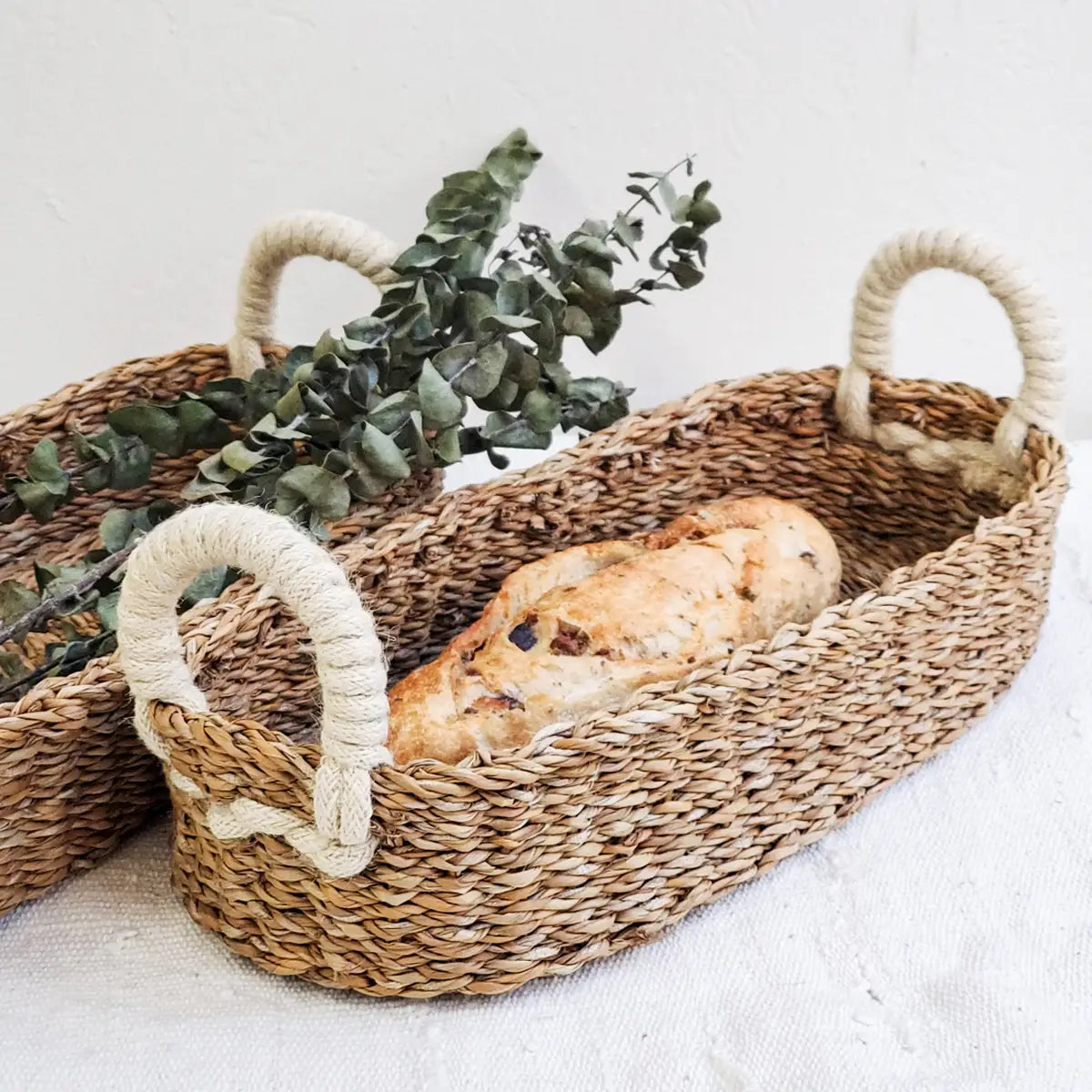 Bread Basket with White Handle