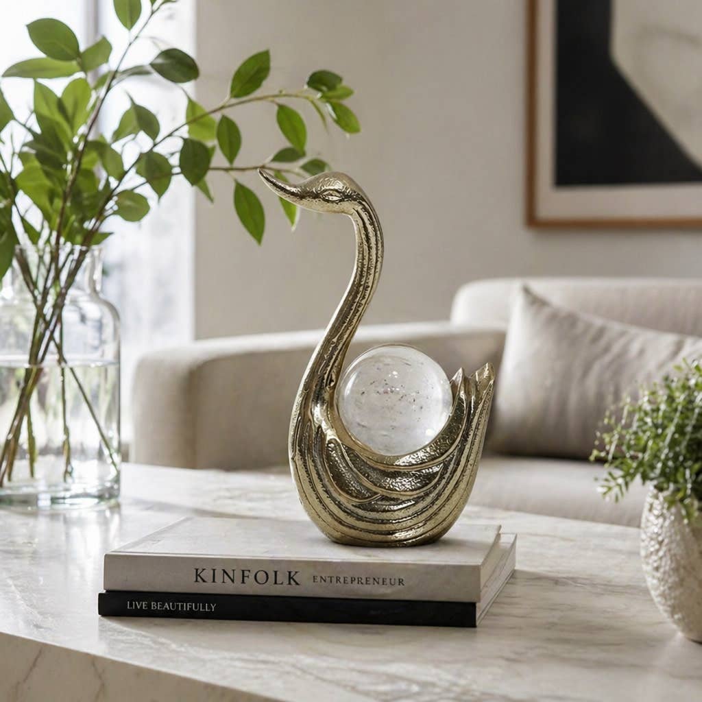 Gold Metal Swan Decor