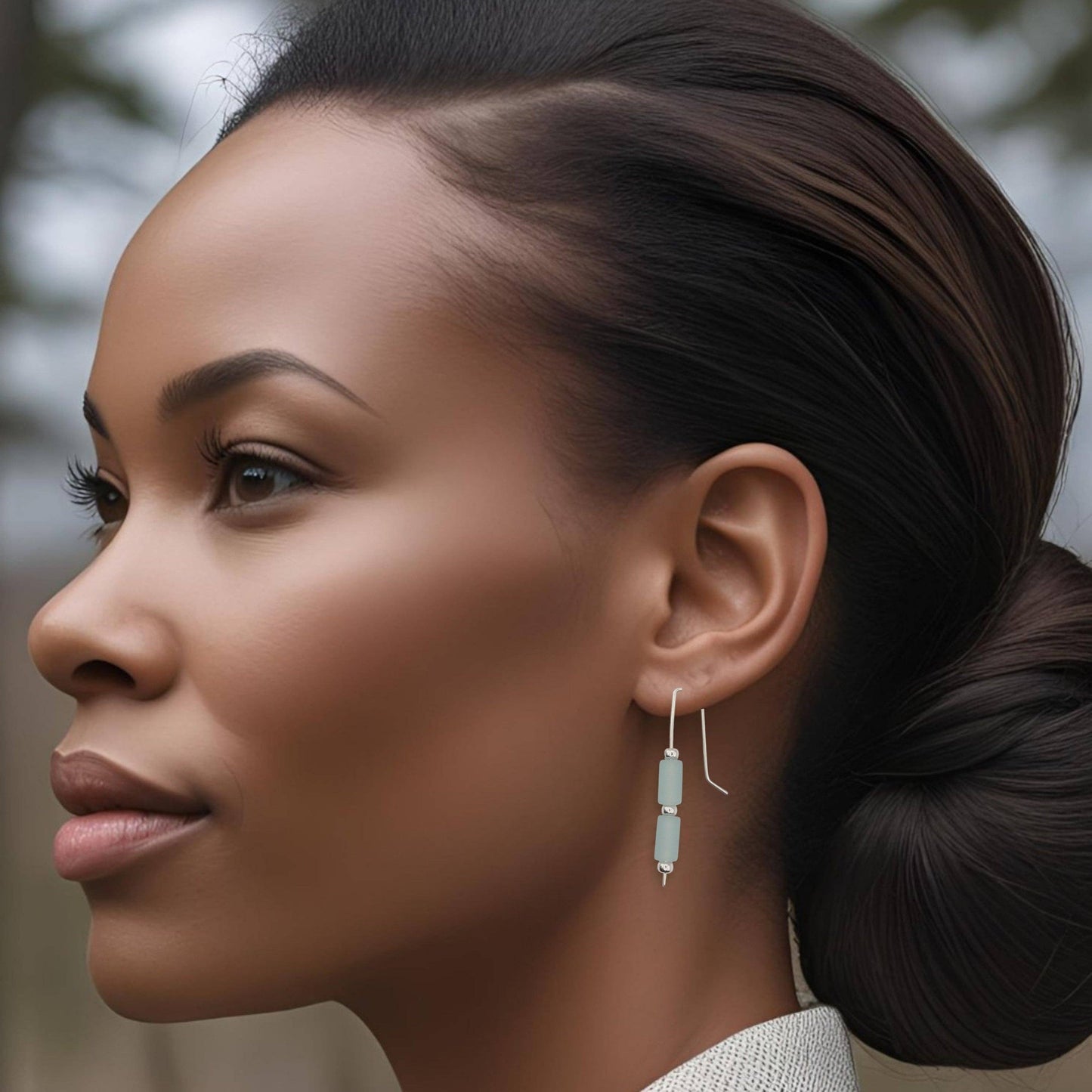 Sterling Silver & Sea Glass Threader Earrings