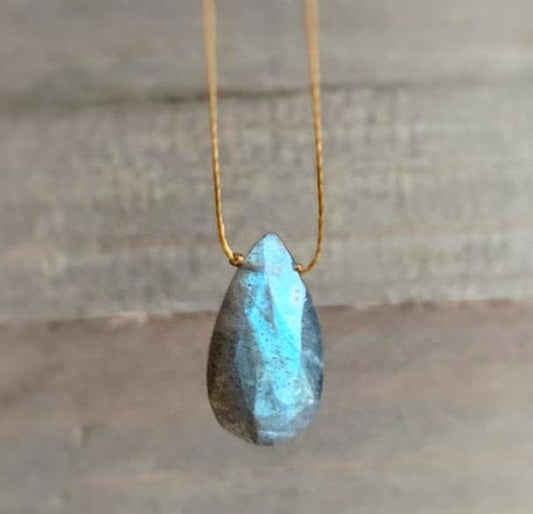 Labradorite Long Teardrop 16" Necklace