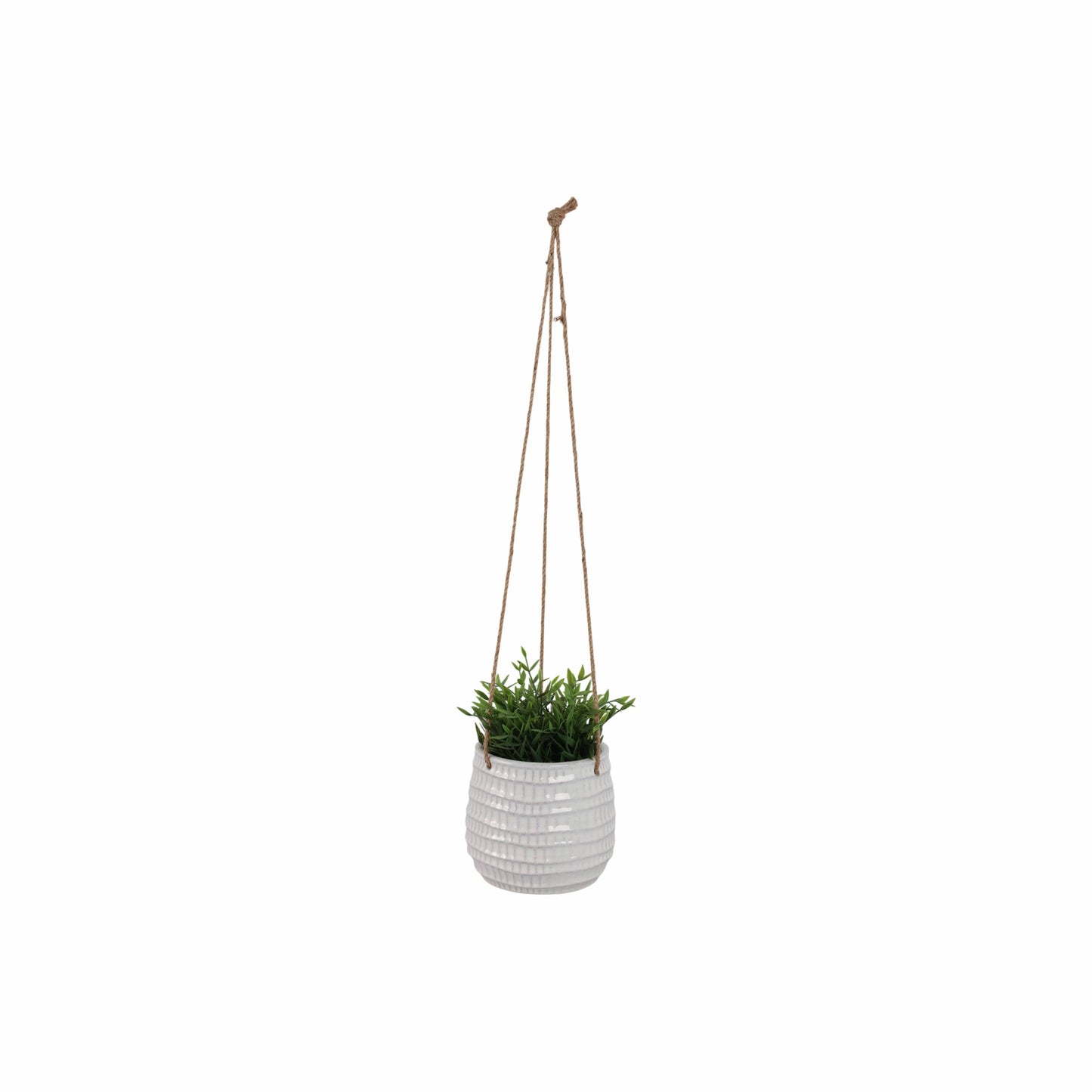Ivory Ribbed Hanging Planter