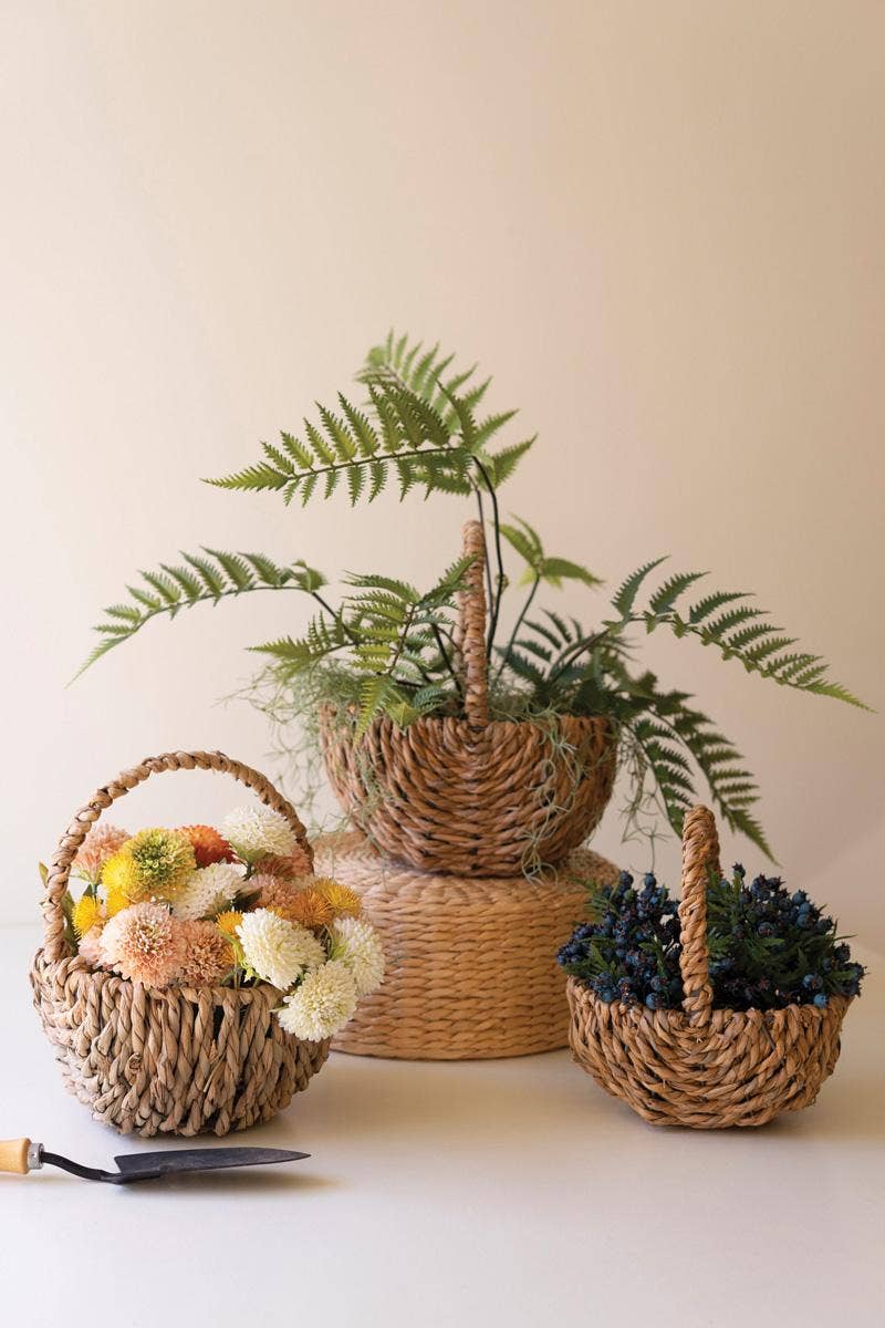 Woven Seagrass & Metal Basket