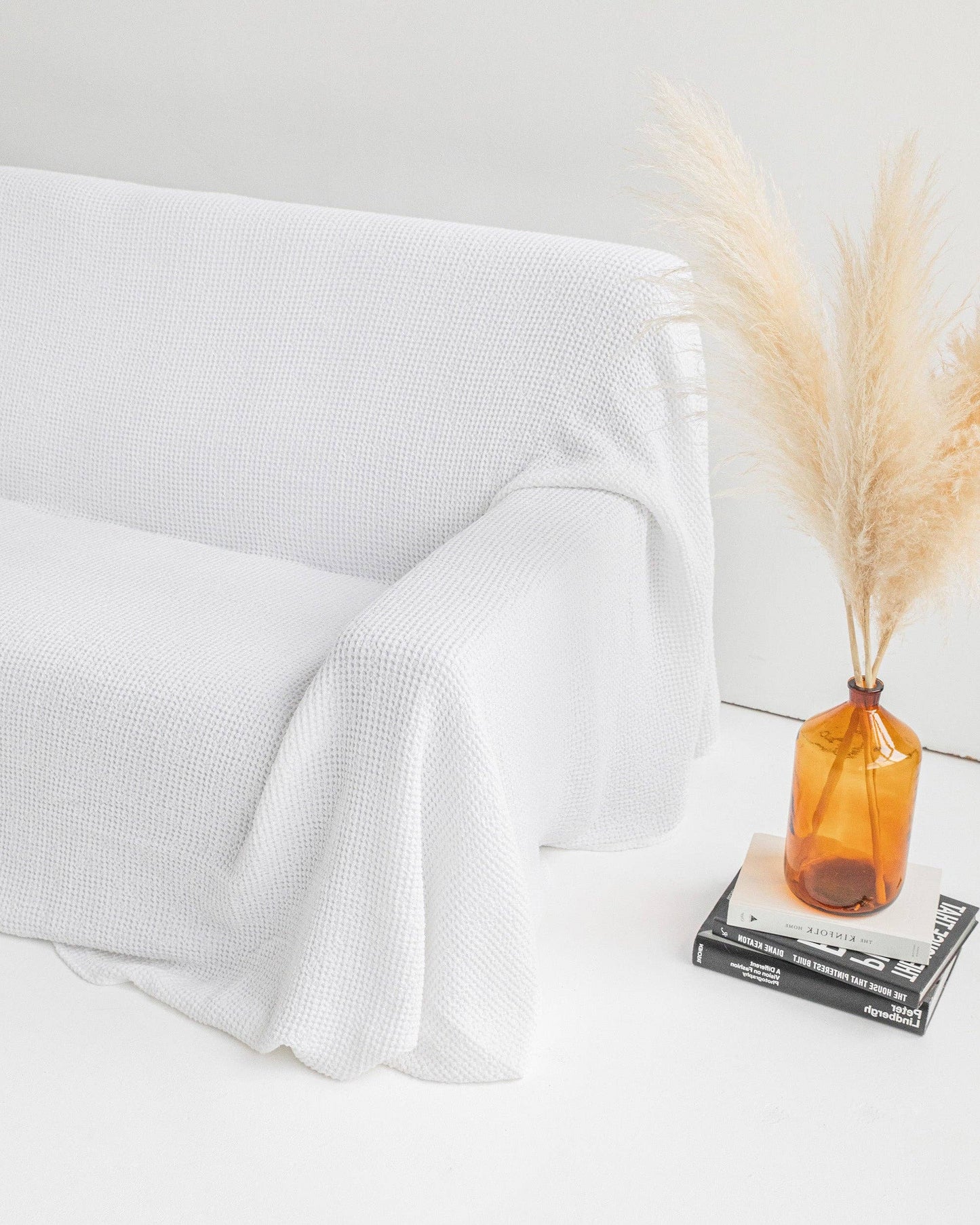 White Waffle Linen Throw