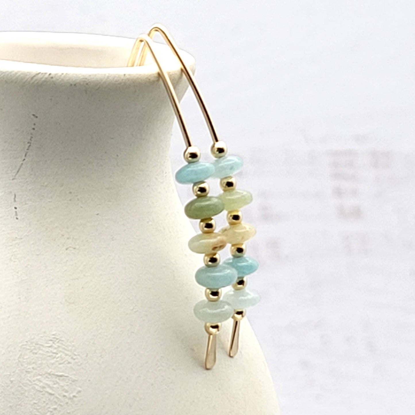 Amazonite & Gold Threader Earrings