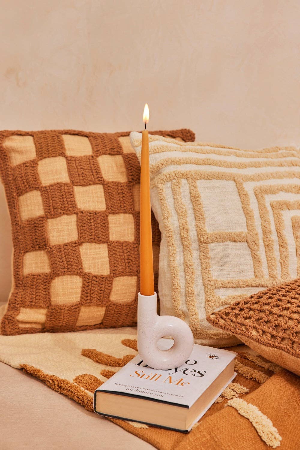 Checkered Crochet Throw Pillow