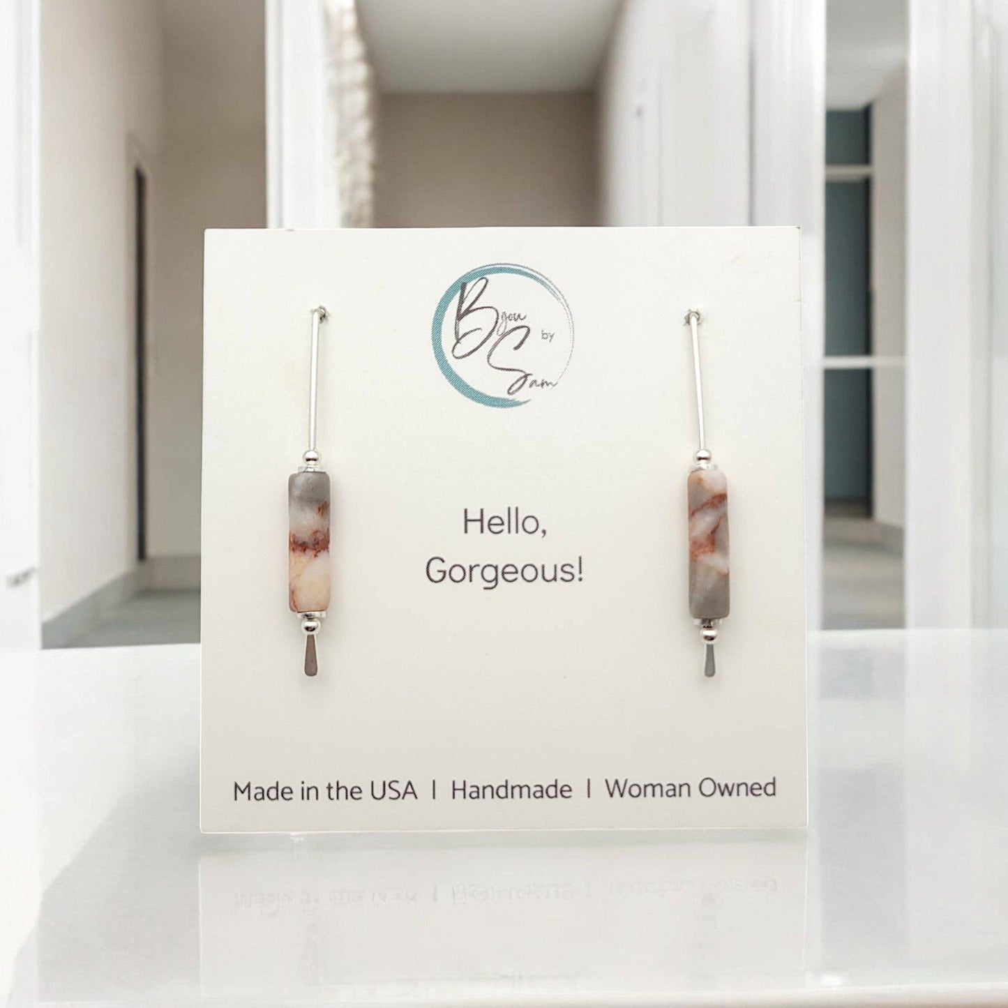 Sterling Silver & Jasper Threader Earrings