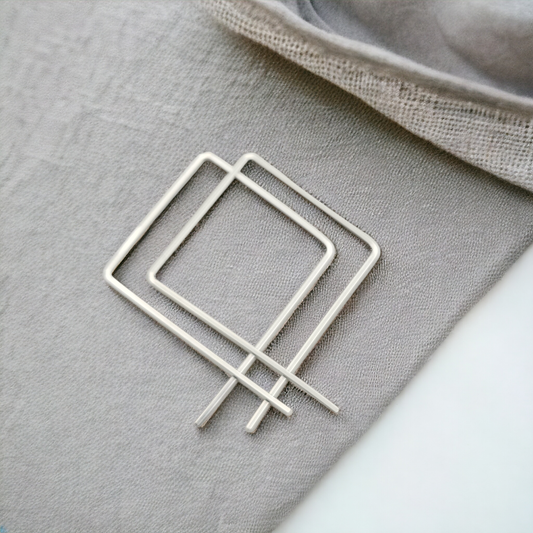 Sterling Silver Square Hoop Earrings