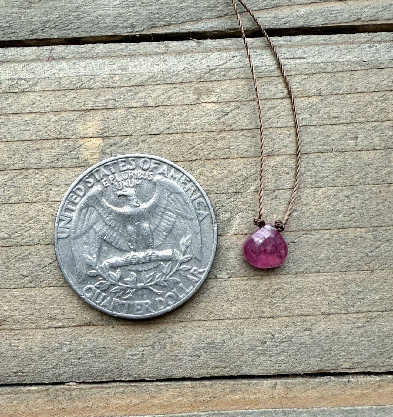Pink Sapphire Small Teardrop Necklace