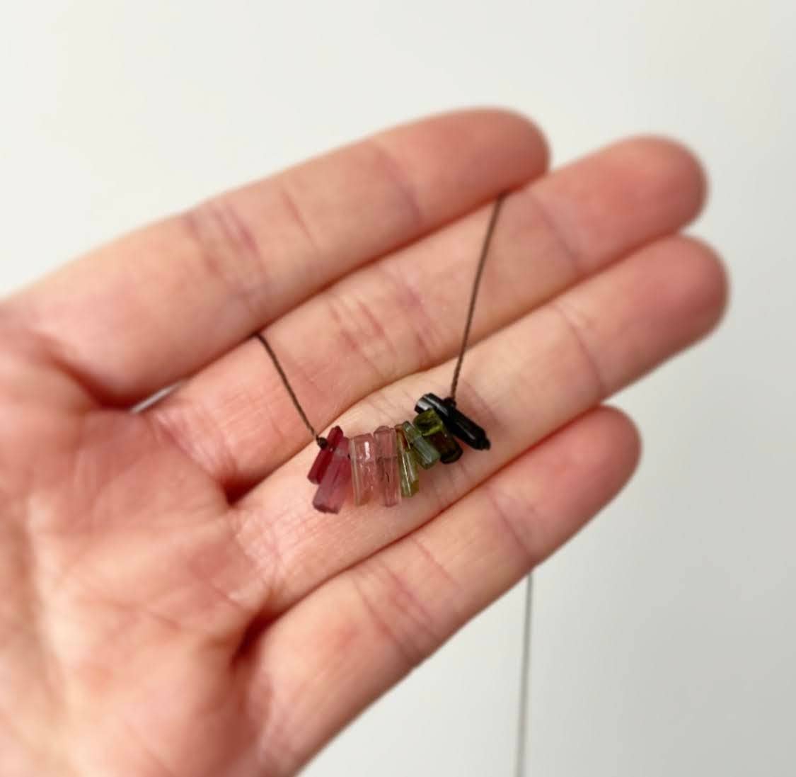 Multi Tourmaline Bar 18"  Necklace