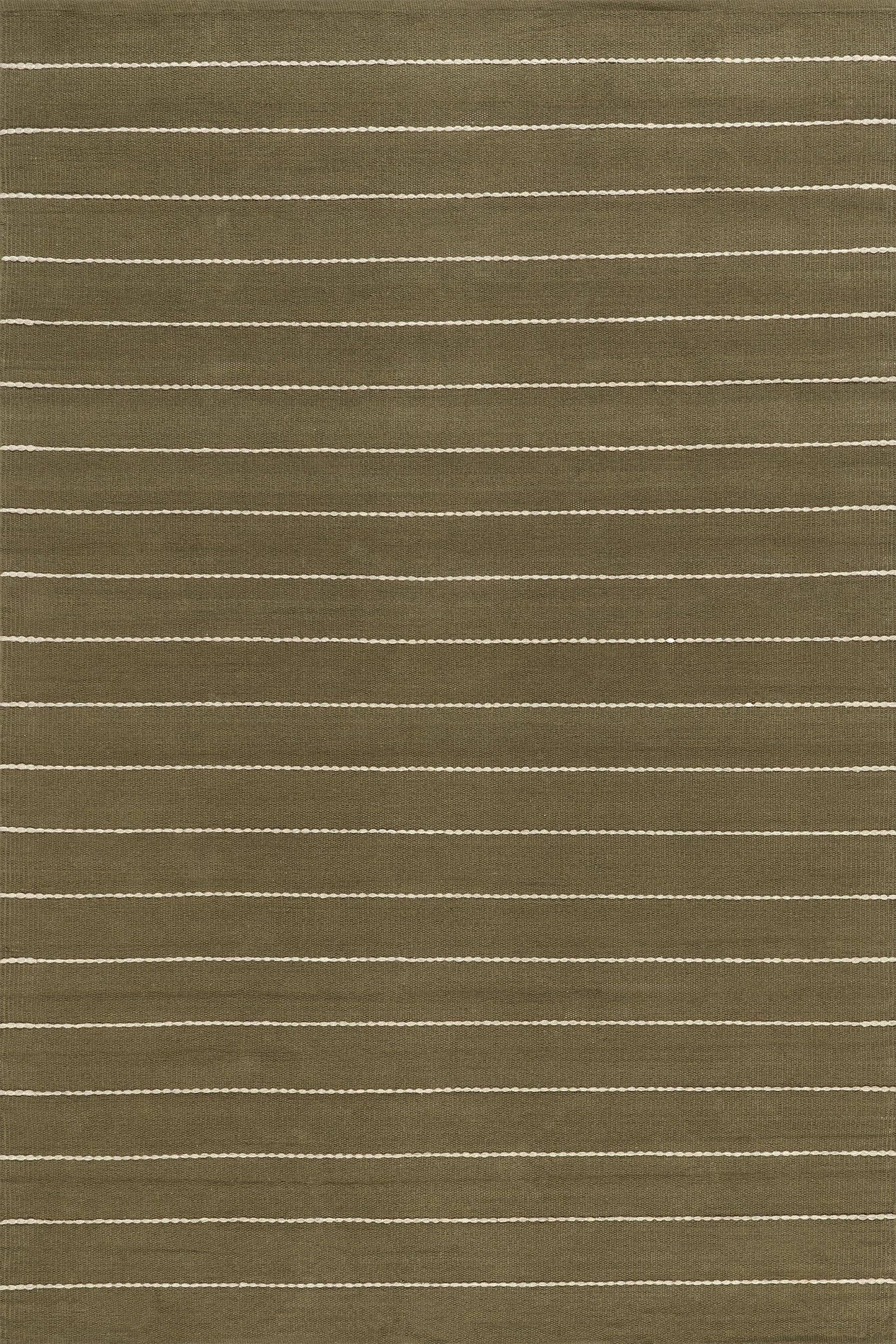 Olive Striped Wool Area Rug 4' x 6'