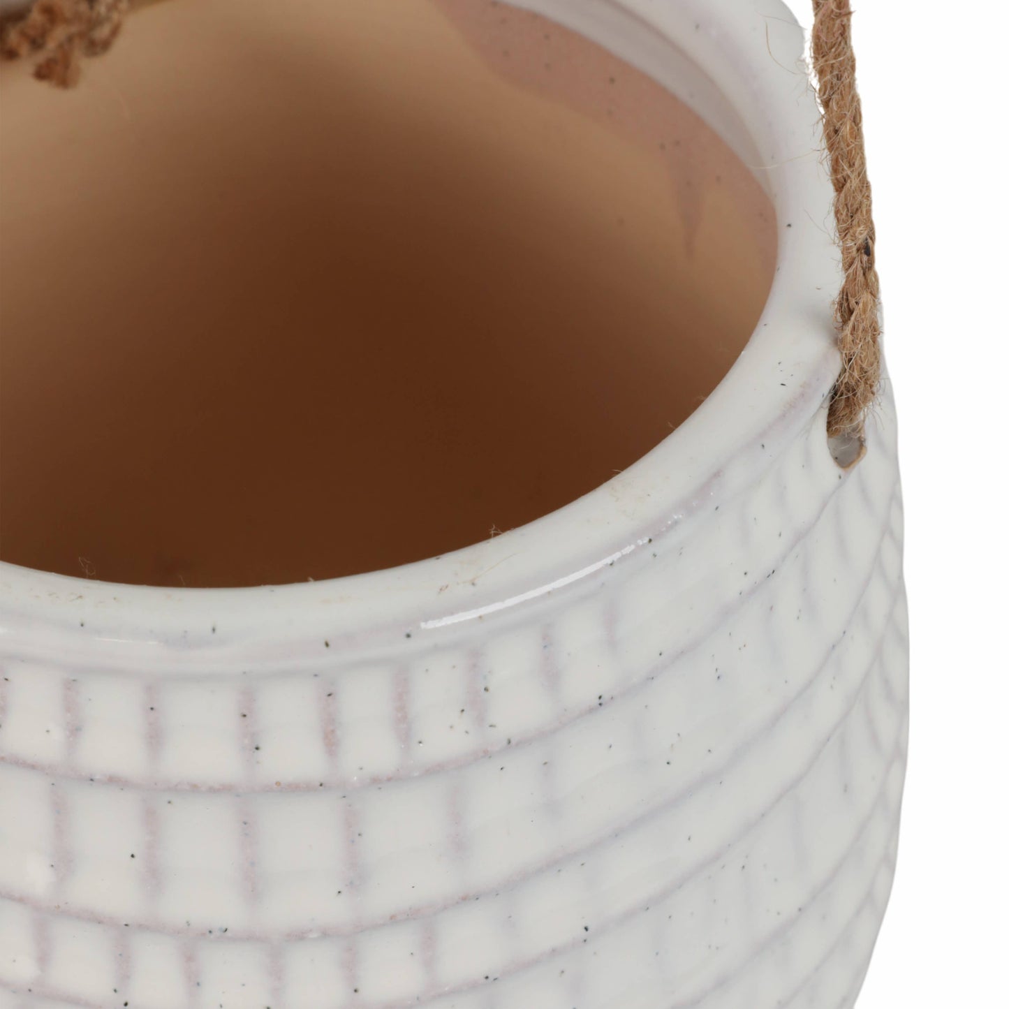 Ivory Ribbed Hanging Planter