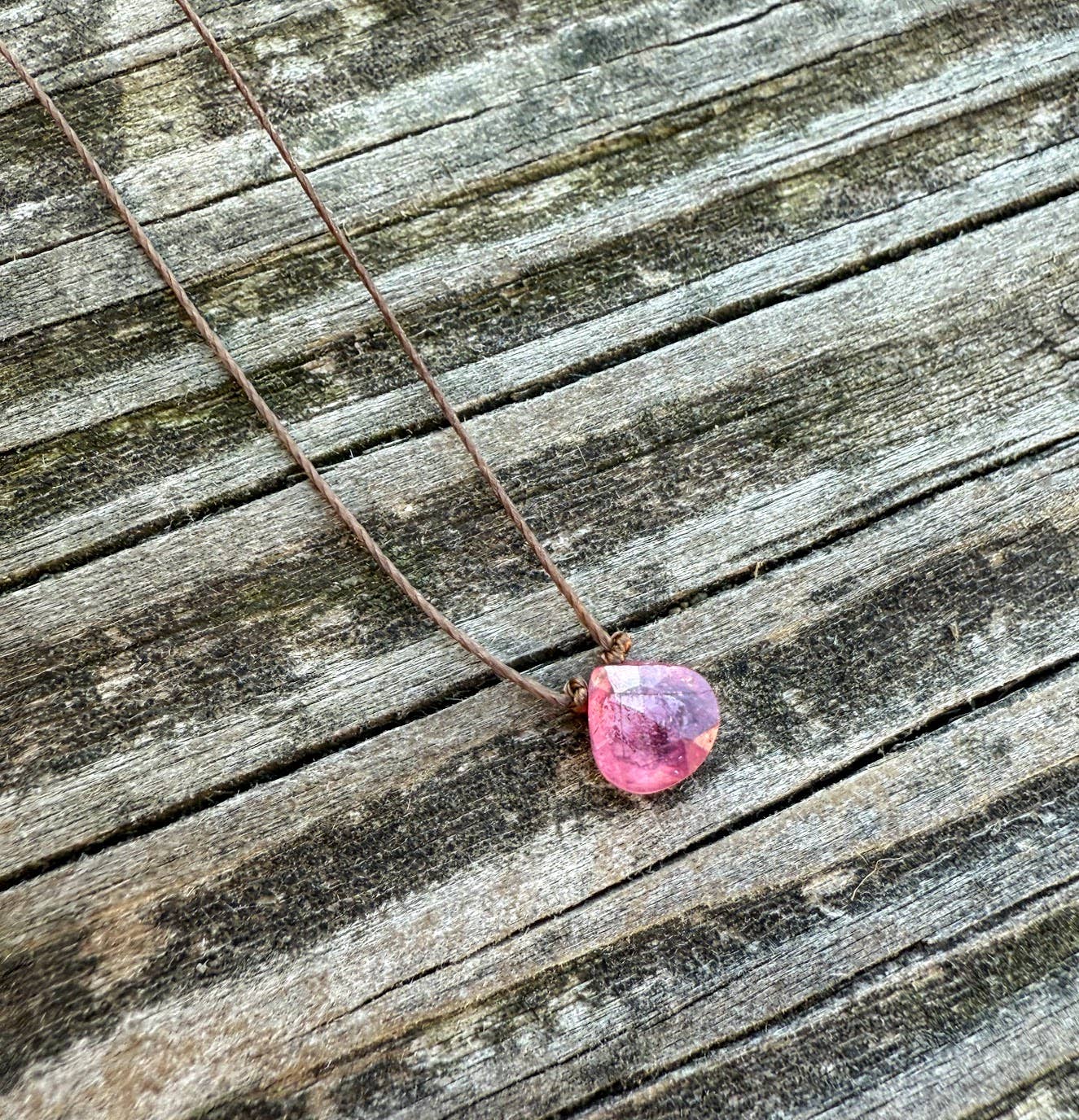 Pink Sapphire Small Teardrop Necklace