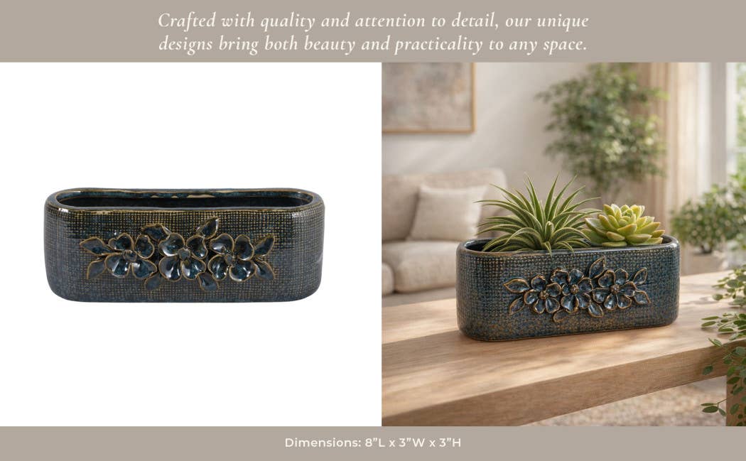 Floral Applique Planter