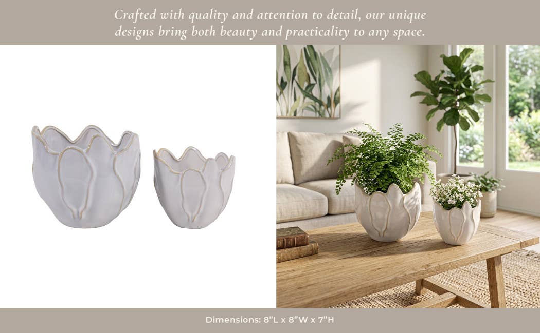 Flower Petal Ivory Pot