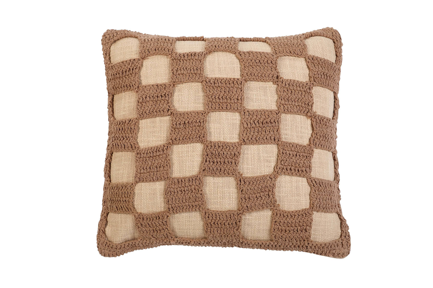 Checkered Crochet Throw Pillow