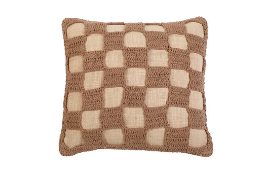 Checkered Crochet Throw Pillow