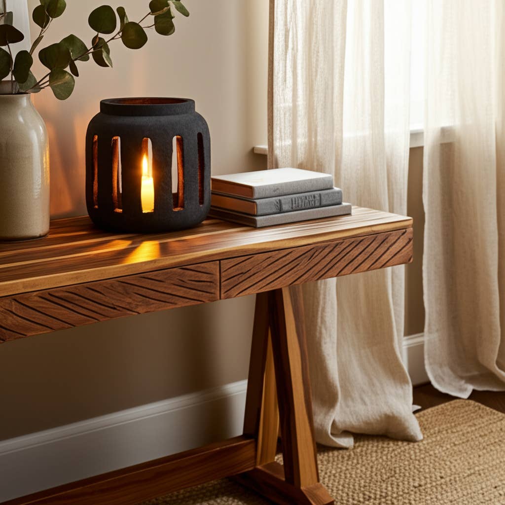 Terracotta Round Hurricane Lantern
