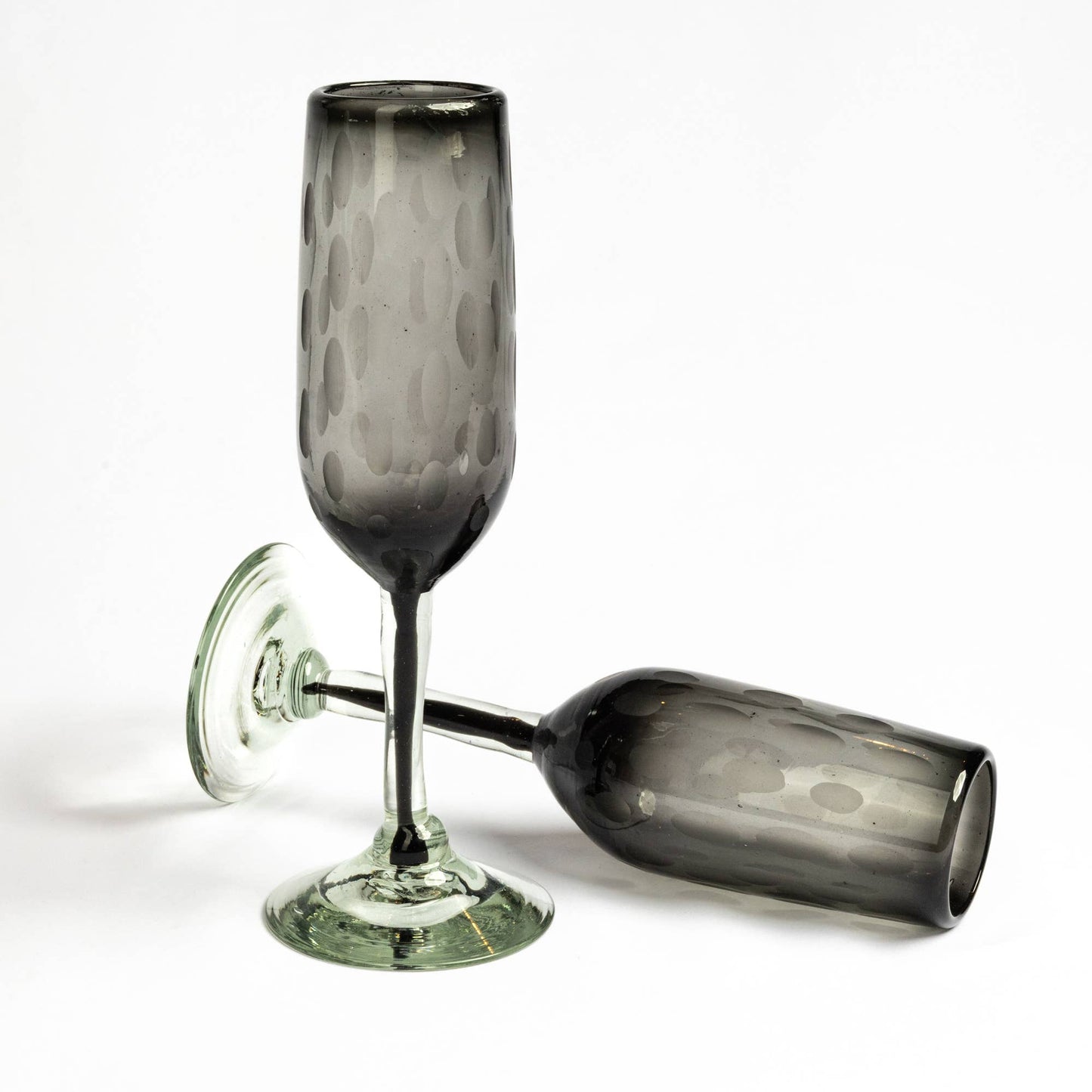 Smoke Etched Champagne Glass Set