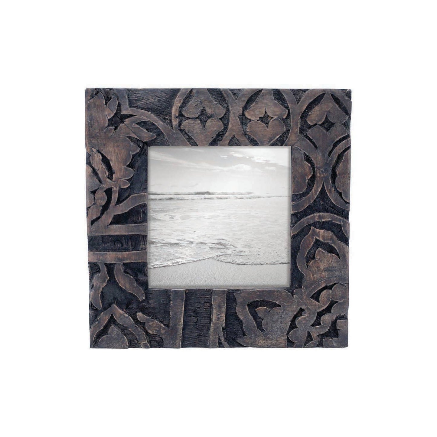 Hand Carved Dark Wood Frame