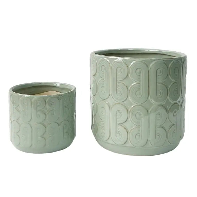 Retro Design Sage Green Glazed Pot